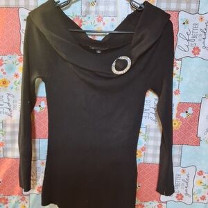 NWT INC EMBELLISHED OFF-THE-SHOULDER PULLOVER SWEATER